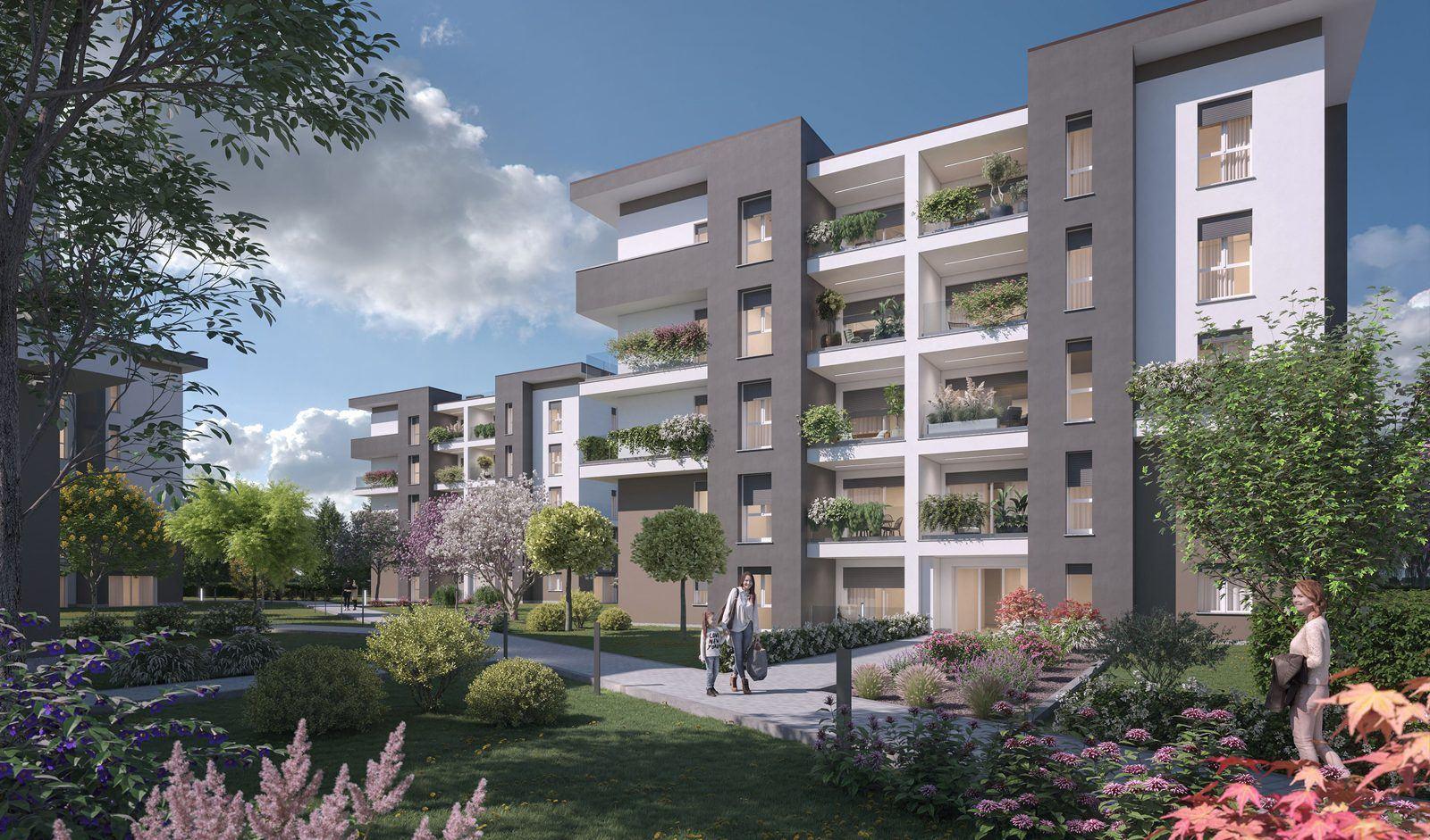 Complesso residenziale con giardino
