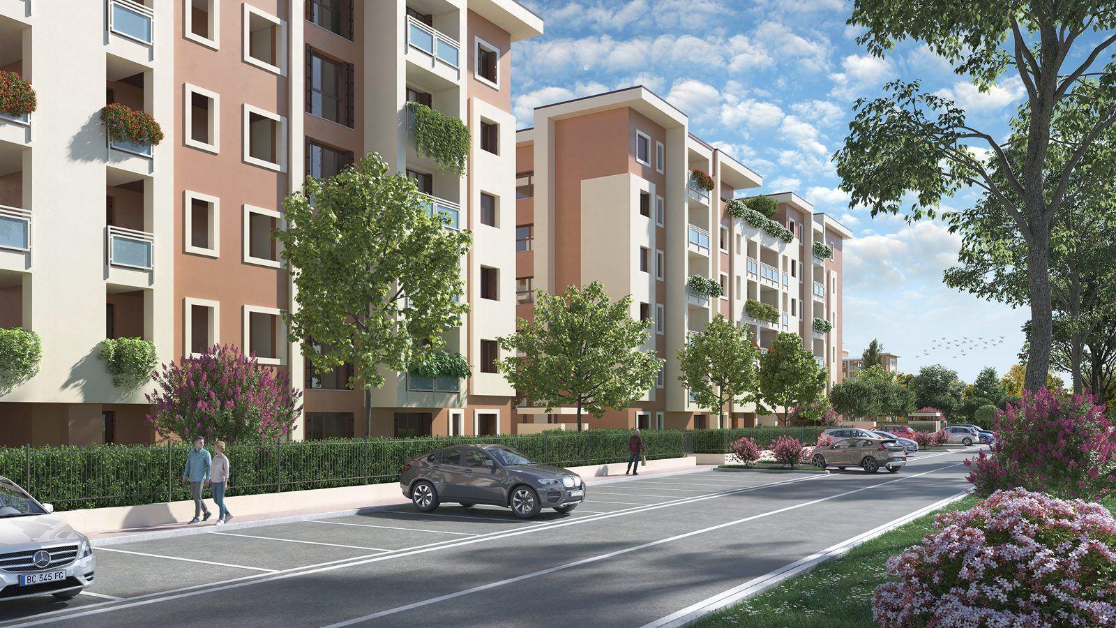 Complesso residenziale lungo la strada