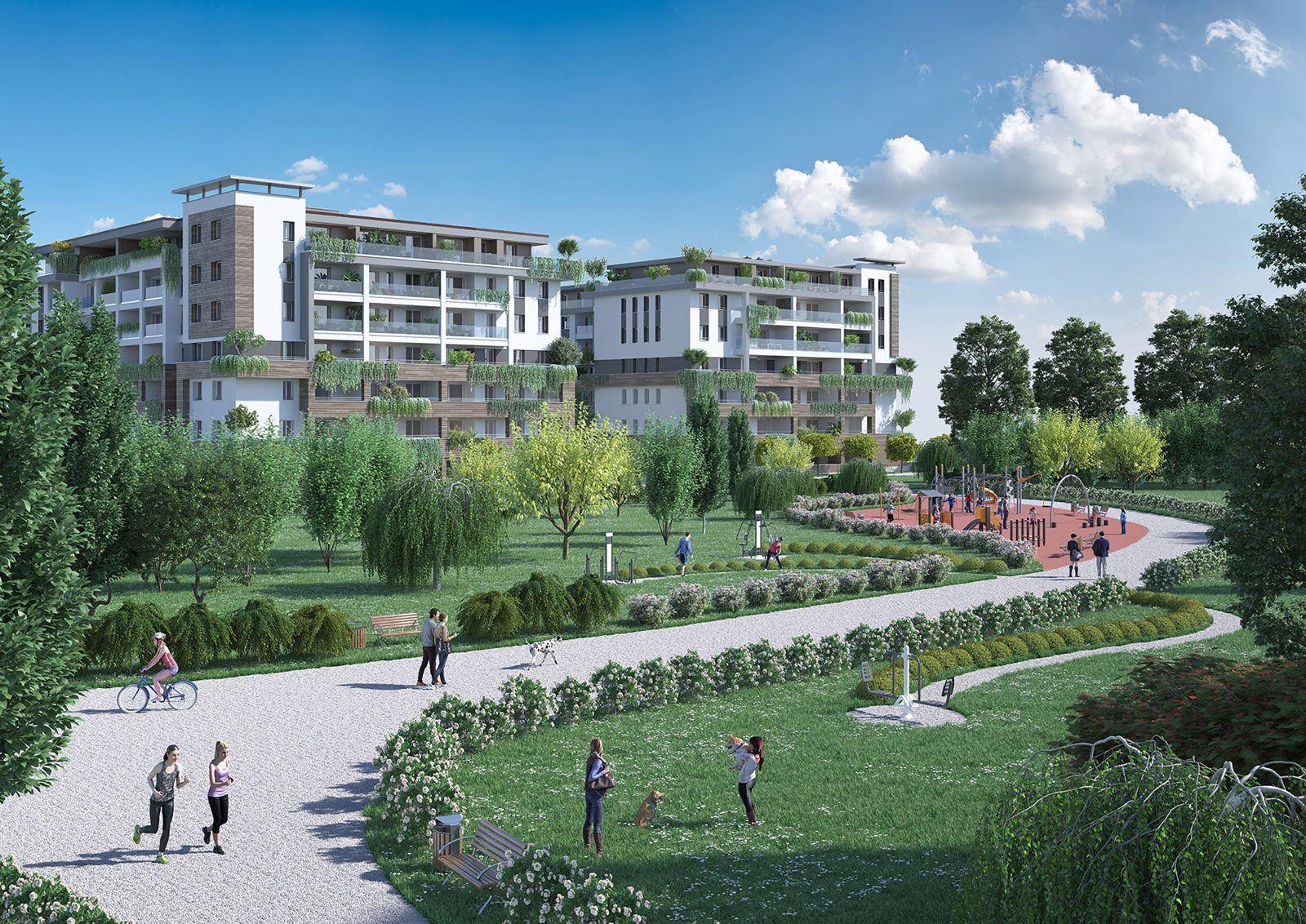 Parco con edifici residenziali