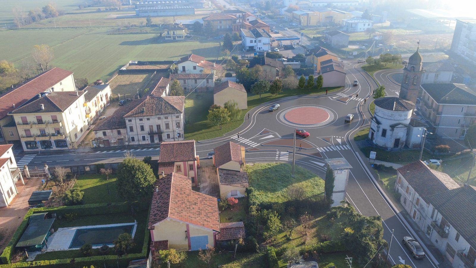Rotatoria inserita nel contesto, vista drone
