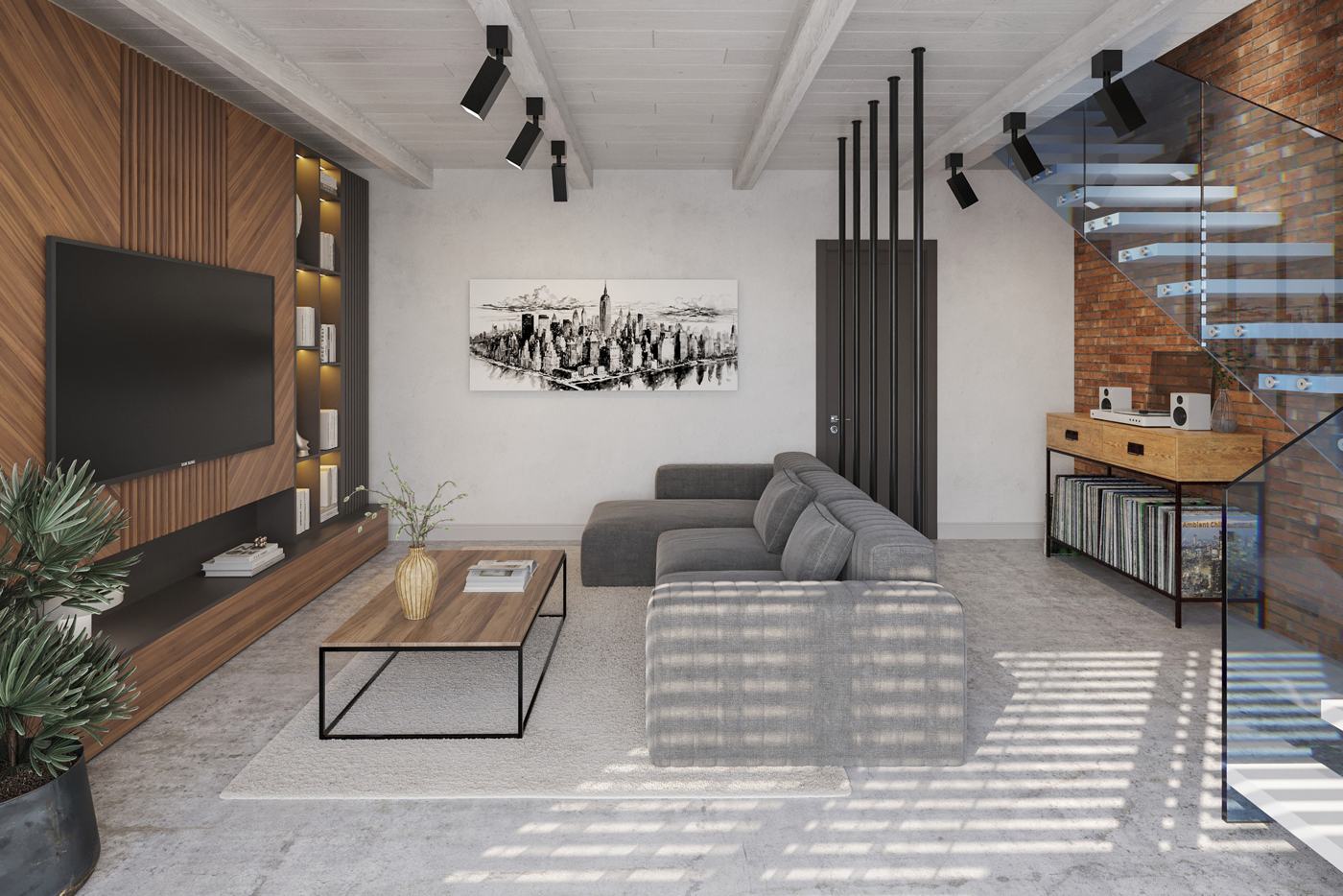 Loft con scala in vetro