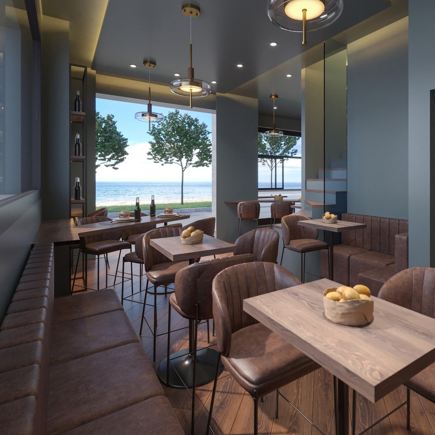Locale con vista mare